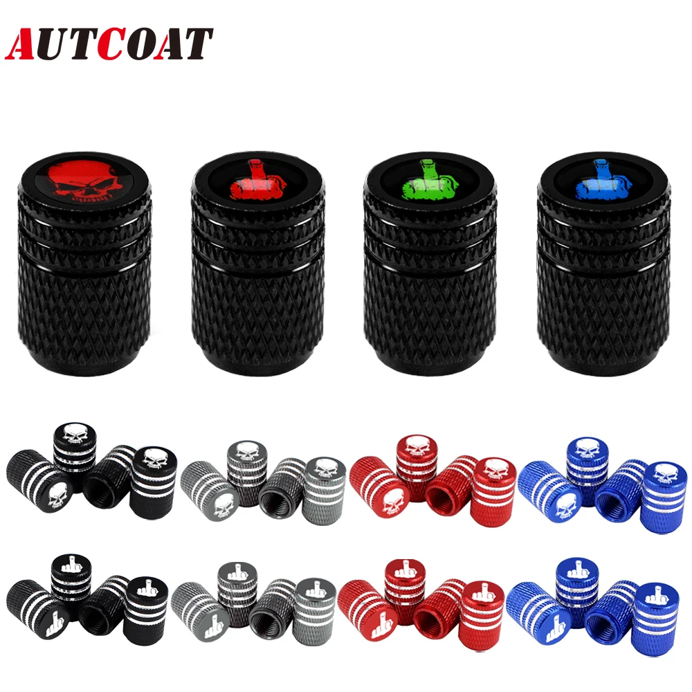 

AUTCOAT 4Pcs/Set Car Tire Valve Stems Cap Knurling Style Tire Valve Cap Aluminum Tire Wheel Stem Air Valve Caps Dustproof Caps