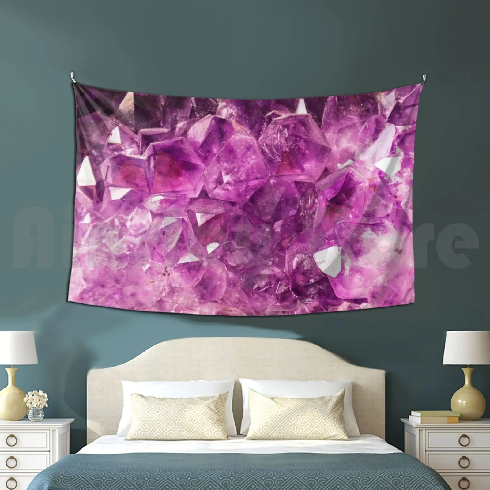 Amethyst Creative Spiritual Awareness Tapestry Background Wall Hanging Alchemy Amethyst Crystal Pearl Garnet