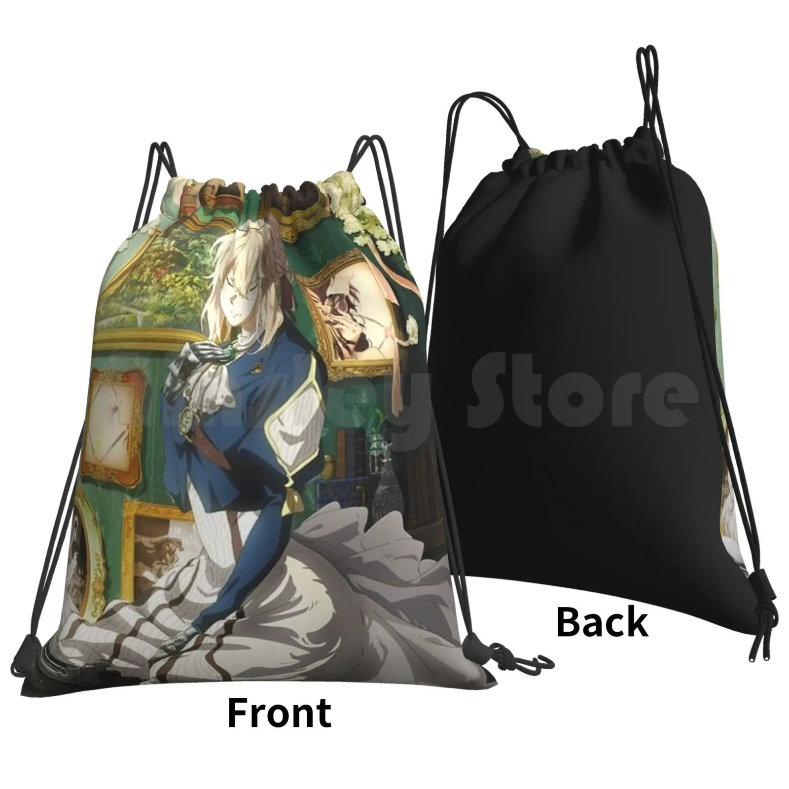 Violet Evergarden Season 2 Backpack Drawstring Bags Gym Bag Waterproof Violet Violet Evergarden Season 2 Two Season Two