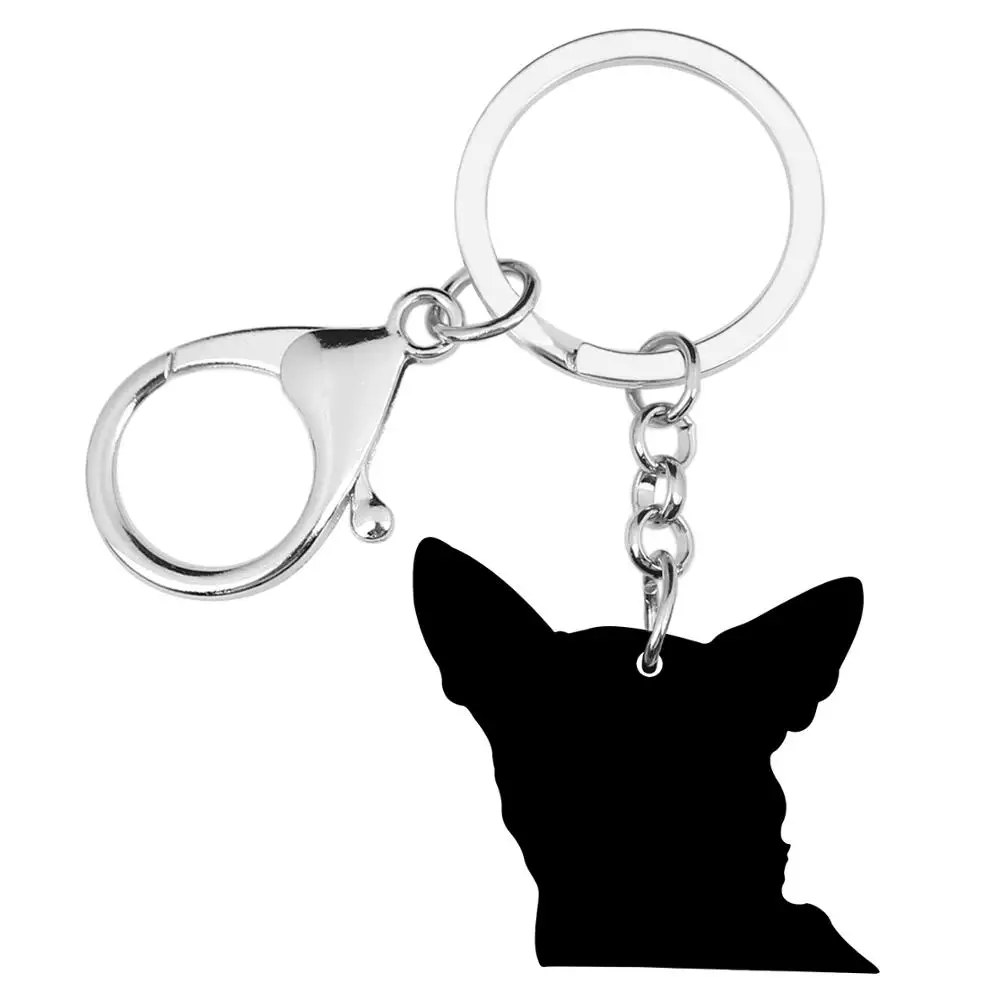 Bonsny Acrylic Sweet Chihuahua Dog Keychains Lovely Pet Animal Keyring Jewelry For Women Kids Men Novelty Gift Purse Accessories