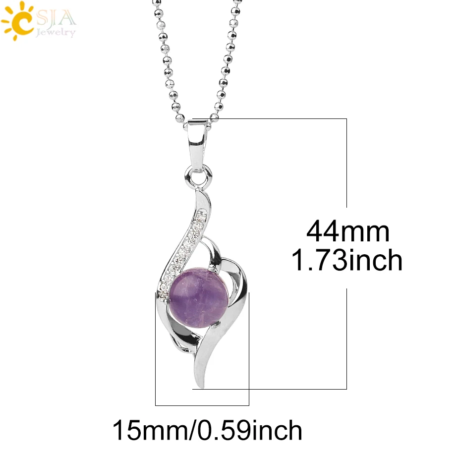 CSJA Devil\'s Eye Pendant Necklaces Natural Stone Crystal Micro Inlay Zircon Heart Shape Pendants Amulet Women Charm Jewelry G520