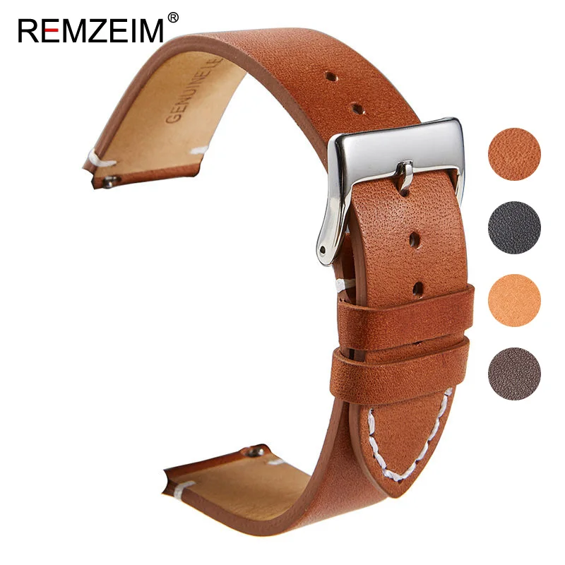 Paski do zegarków ze skóry cielęcej z mechanizmem szybkiego uwalniania 18mm 20mm 22mm 24mm pasek do smartwatcha akcesoria do zegarków
