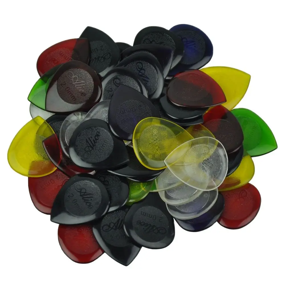 Lots of 50pcs 2mm Standard Heart Guitar Picks Plectrums For Electric Guitar Jazz Assorted Colors