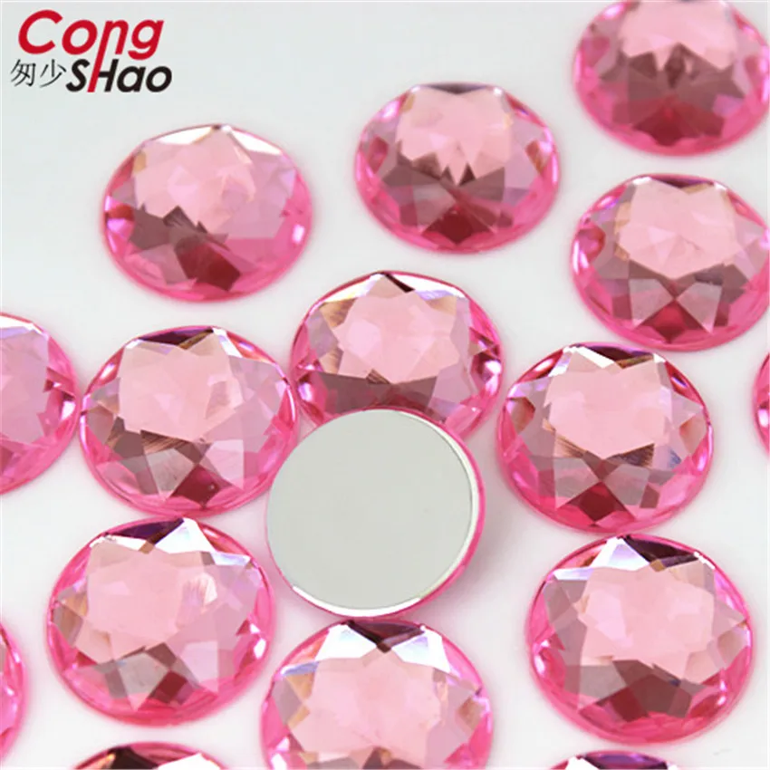 Cong Shao 30pcs 18mm Colorful Acrylic Rhinestone Round Flat Back Beads Crystal Stones DIY Costume Jewelry Accessories ZZ158