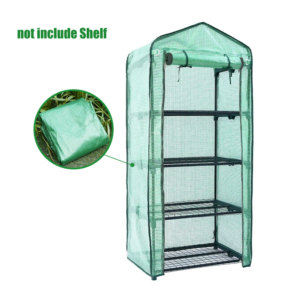 4 Tier Greenhouse Iron Stands Shelves Outdoor Garden Mini Garden Warm Room Greenhouse Warm Garden House (Without Iron Stand)