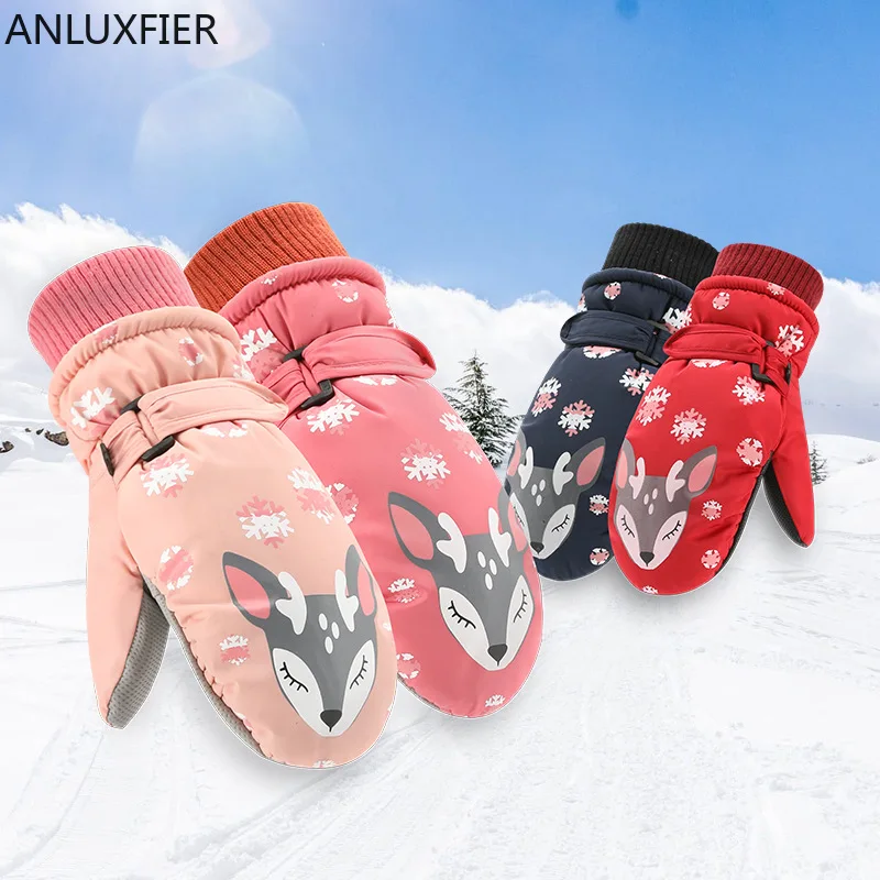 

H10015 Children Ski Gloves Male Girl Winter Waterproof Warm Outdoor Mittens Kids Thermal Thick High Quality Sweet Cute Hand Muff