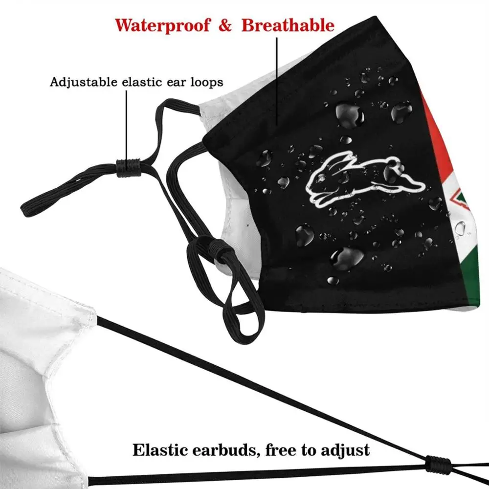 Selatan Sydney Rabbitohs Masker Wajah Masker Kain Reusable Penyaring Dicuci Selatan Sydney Rabbitohs Nrlmerch Nrl Selatan
