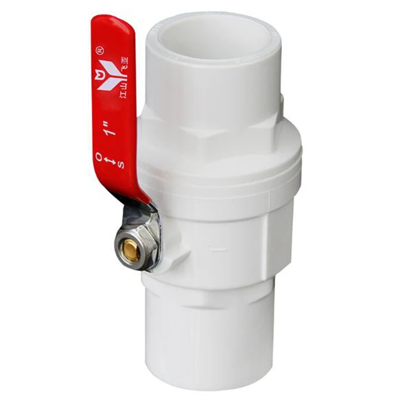 1pc UPVC Ball Valve Inner Diameter 20-90mm Steel Shank Valve High Quality PVC Fittings for Pipe Connection