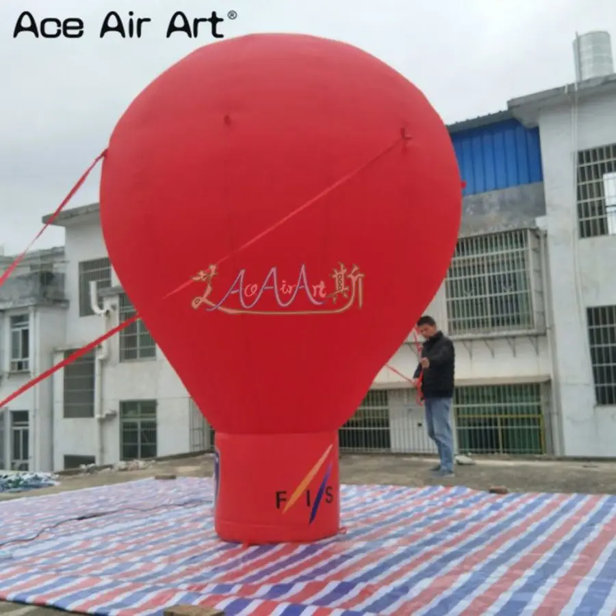 Door to Door 3m H Custom Red Giant Inflatable Hot Air Balloon Model with Air Blower For Opening Advertising or Event Decoration