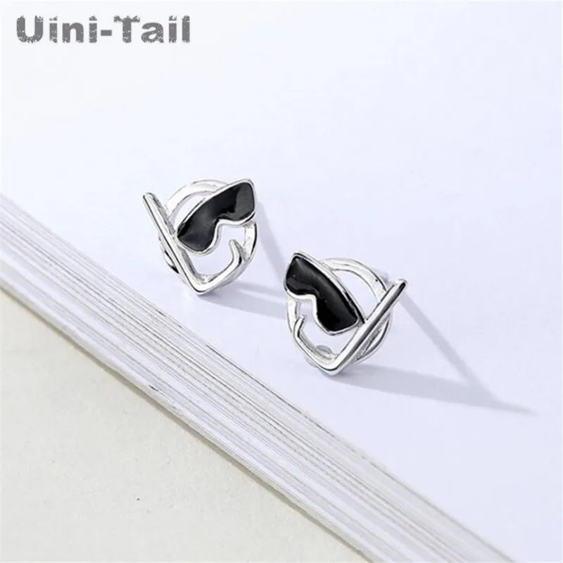 Uini-Tail-Boucles d'Oreilles Tibétaines en Argent 925, Simples, Fraîches, Créatives, Mignonnes, Dessin Animé, Goutte Noire, Lunettes de Soleil en Plastique, Nouvelle Collection