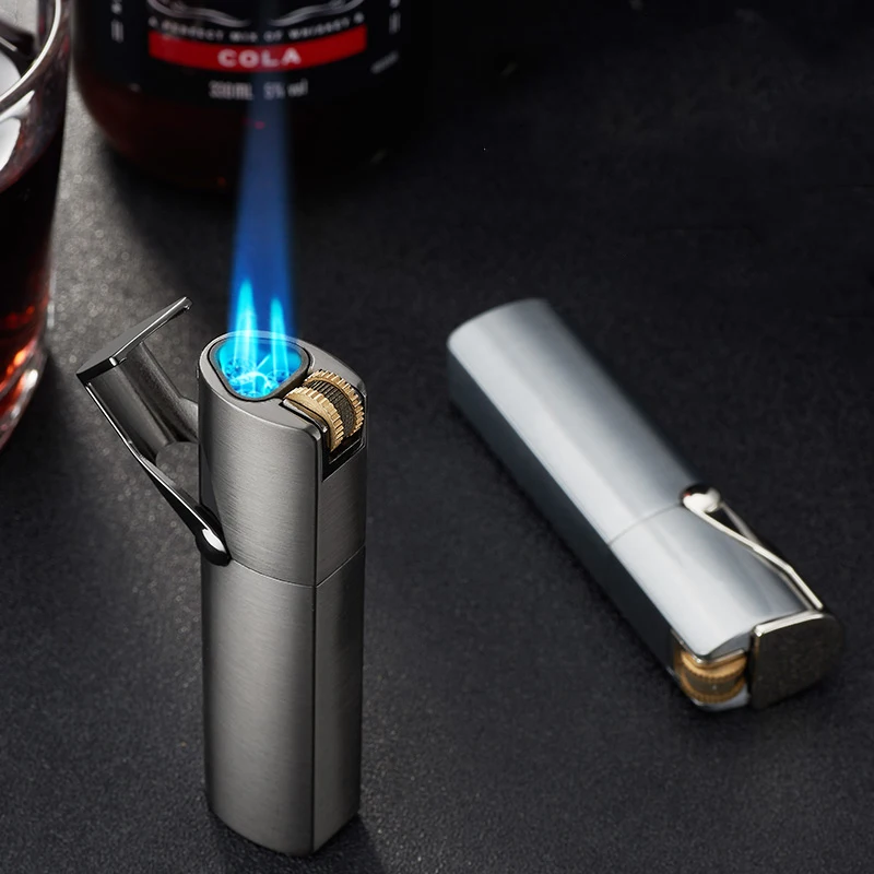 JOBON Upscale Flint Gas Lighters Turbo Lighter Long Fixed Flame Metal 1300C Jet Three Gadgets for Men