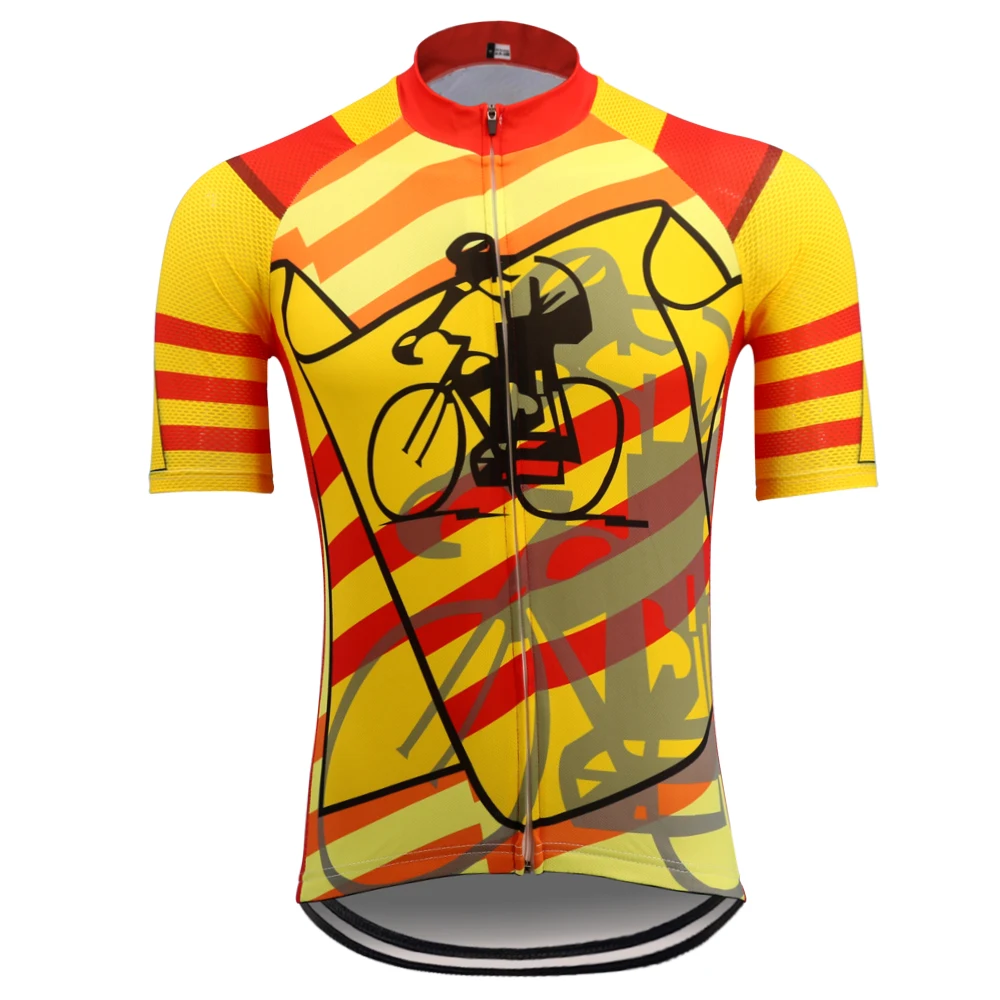 

НОВЫЙ желтый велосипедный трикотаж Ropa Ciclismo, мужская одежда с коротким рукавом для велоспорта, дышащие велосипедные топы, трикотаж Mtb