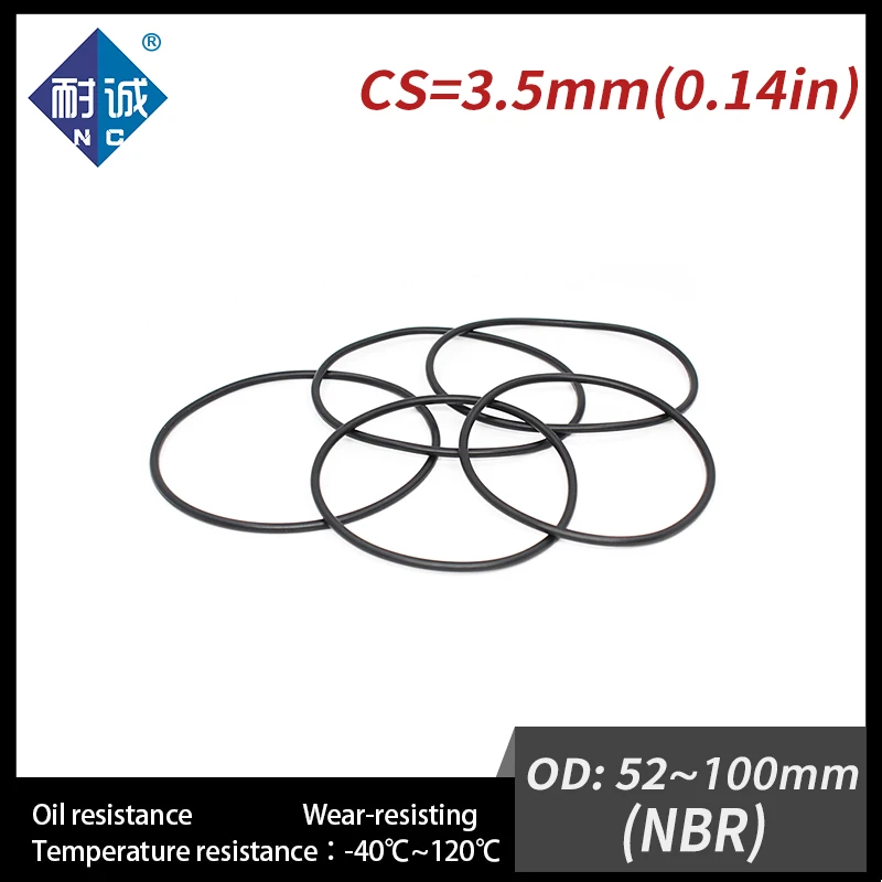 5PCS / Lot Rubber Black NBR CS 3.5mm OD 52/55/56/57/58/60/65/70/75/80/85/90/95/100mm O Ring Gasket Oil resistant waterproof