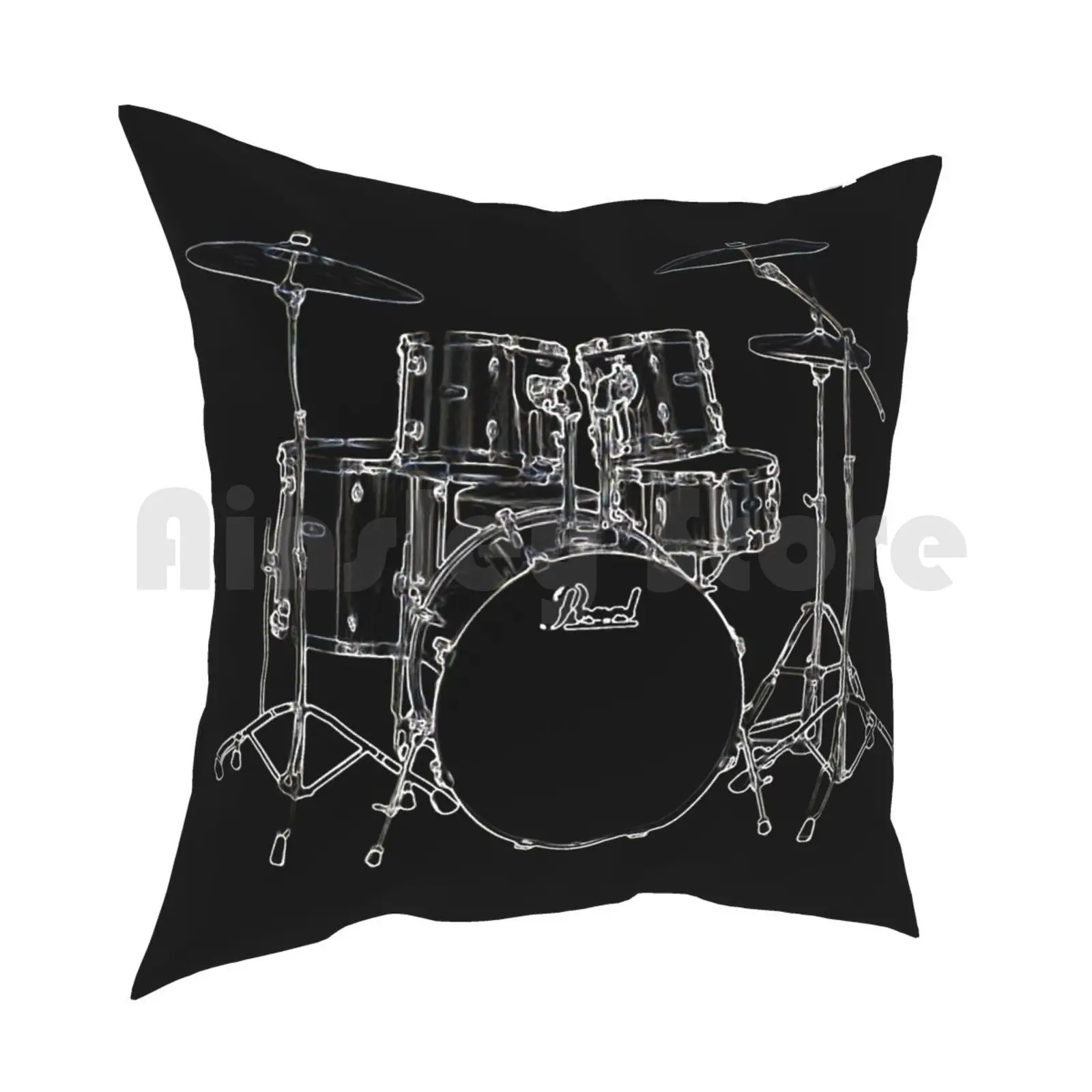 Drums Pillow Case Printed Home Soft DIY Pillow cover Music Punk Pearl Drums Drum Kit Drum Kit Set Percussion Instrument