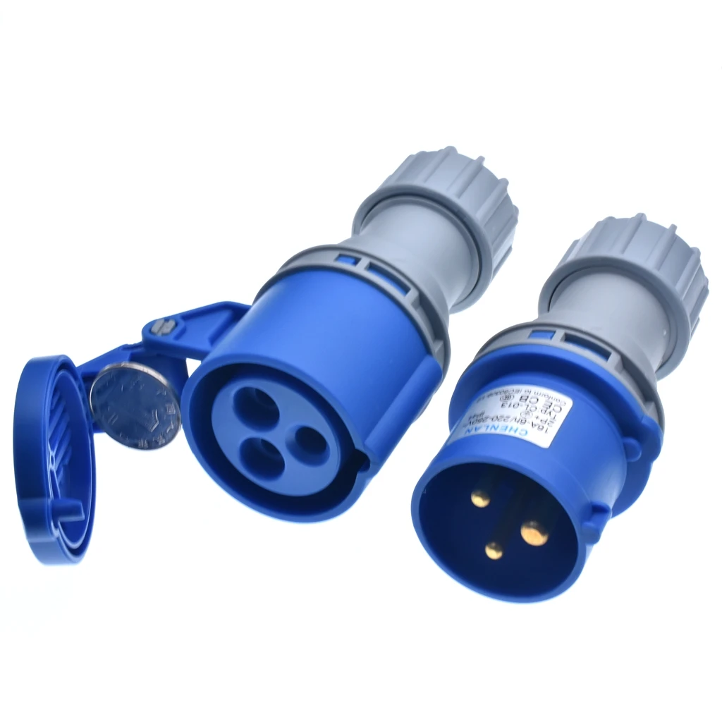 Industrial Aviation Connector 3-pin 16A 3P 220V Connector CE Male plug and Female socket 16a IP44 220-250V~2P+E