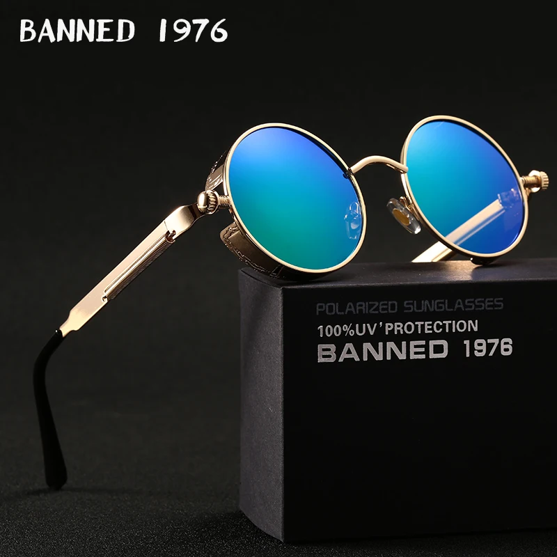 2022 HD Polarized Round Metal Sunglasses UV400 Men\'s Sun glasses Feminin Women\'s Vintage Gafas De Sol Metal Goggles With box