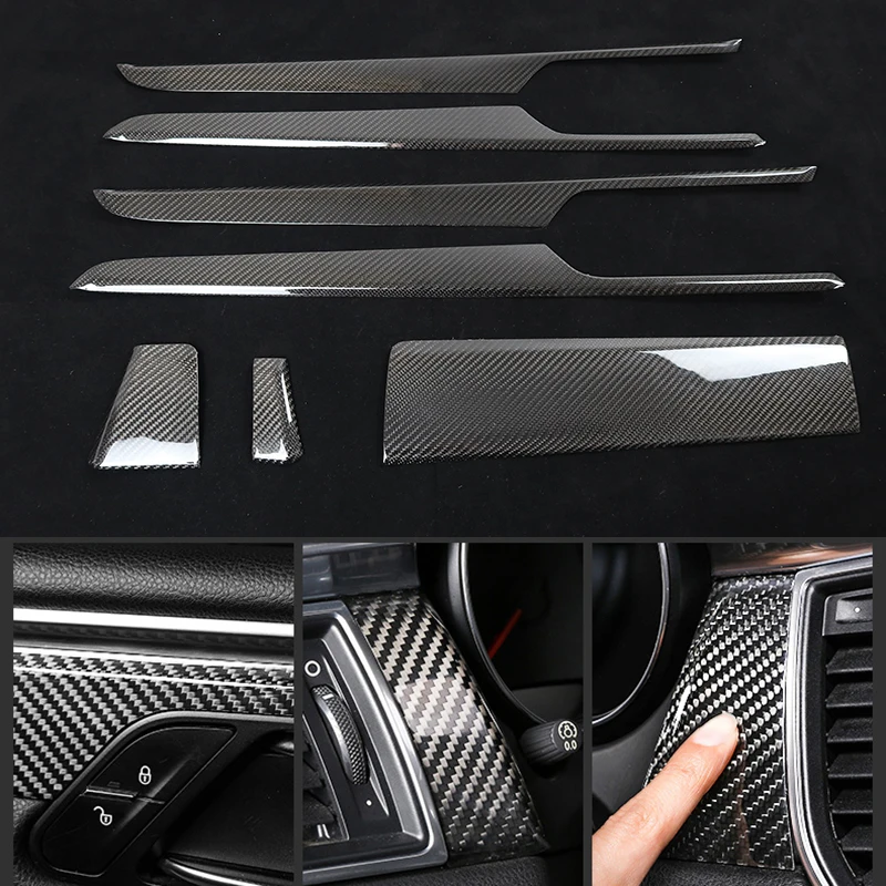 

Car Interior Moldings Console Gear Shift Panel Door Strips Cover Trim 100% Real Carbon Fiber For Porsche Macan 2014 -2020