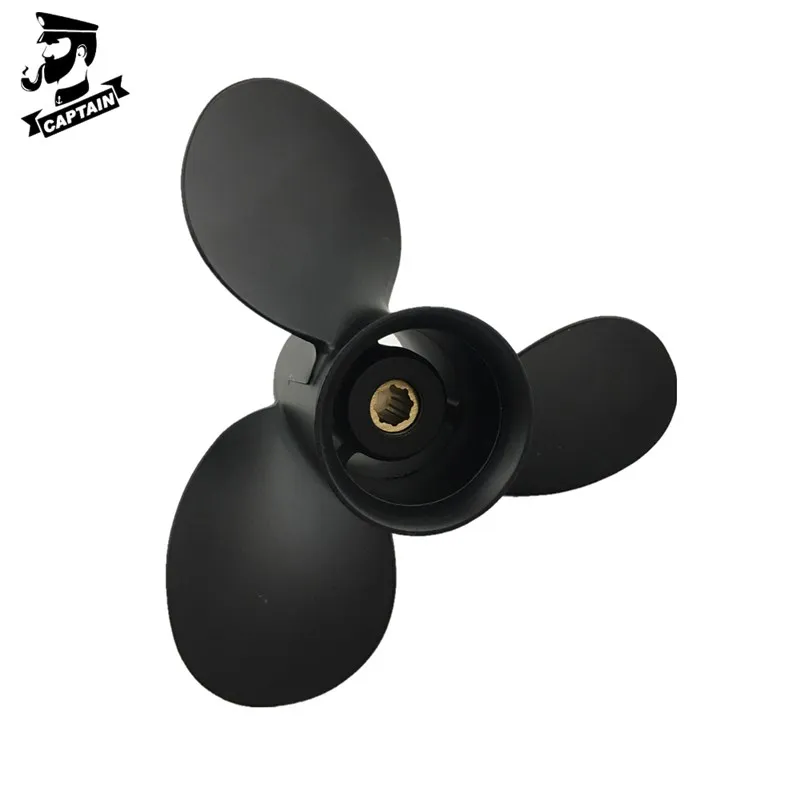 48-828154A12 CAPTAIN Propeller 9x8 Black Max Fit Mercury Mariner Force Outboard Engine 6HP 8HP 9.9HP 15HP 8 Spline RH
