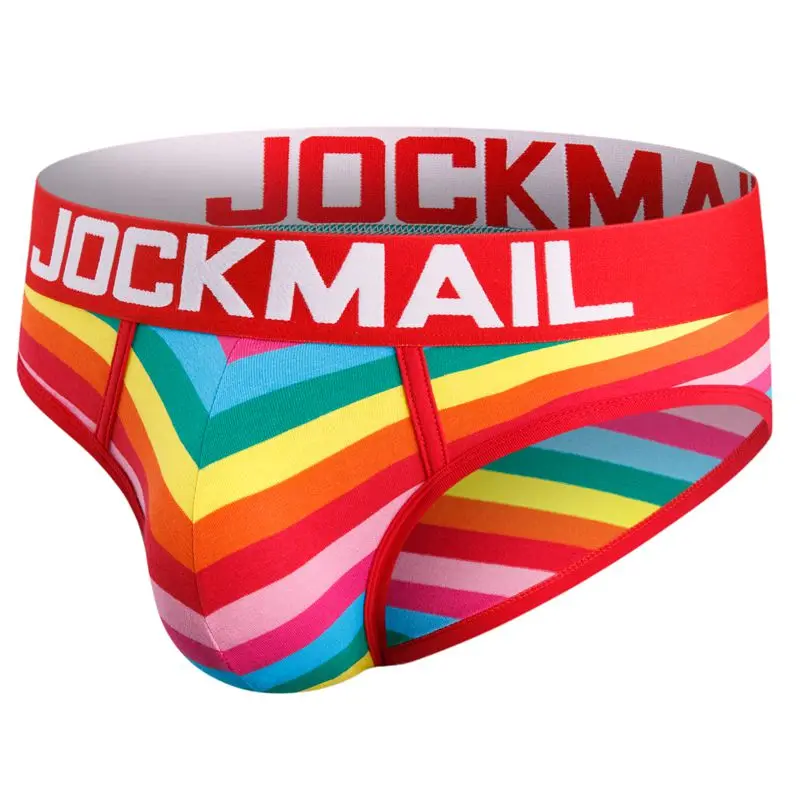 Jockmail Gay Underwear Men Briefs Sexy Transparent Mesh Underpant Rainbow colors , Breathable Shorts calzoncillos hombre slip