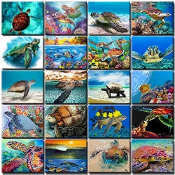Diy Paint By Numbers Sea Turtle Oil Painting By Numbers Animals On Canvas With Frame Handmade For Adult Kits Gift Home Decor Art