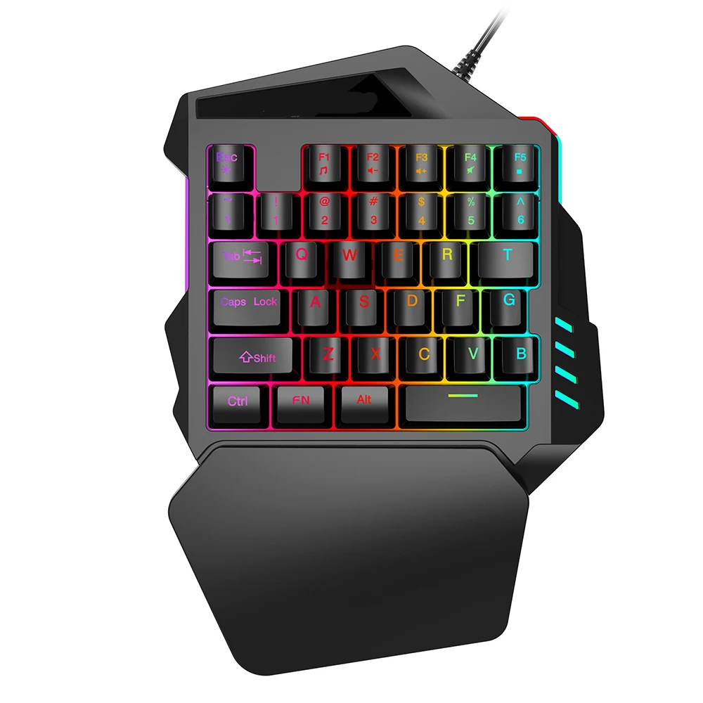 

Mini One-handed Gaming Keyboard Ergonomic Keyboards Colorful Backlight One-Handed Wired 35 Keys