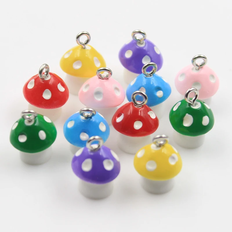 15pcs Charms Colorful Lovely 3D Mushroom 16x12x12mm Pendants Crafts Making Findings Handmade Jewelry DIY For Earrings Necklace