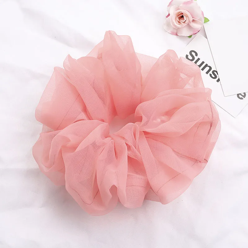2022 sommer Organza Scrunchies Frauen Elastische Haarband Koreanische Elegante Pferdeschwanz Halter Gummi Krawatte Band Haar Zubehör Großhandel – Detail 21