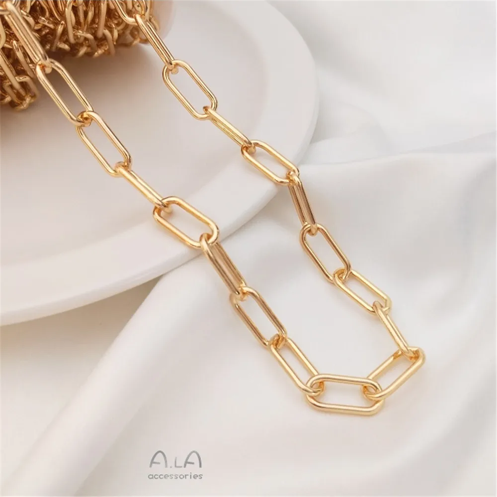 14k banhado a ouro Euramerican vento cadeia áspera popular corrente solta diy pulseira camisola cadeia colar material