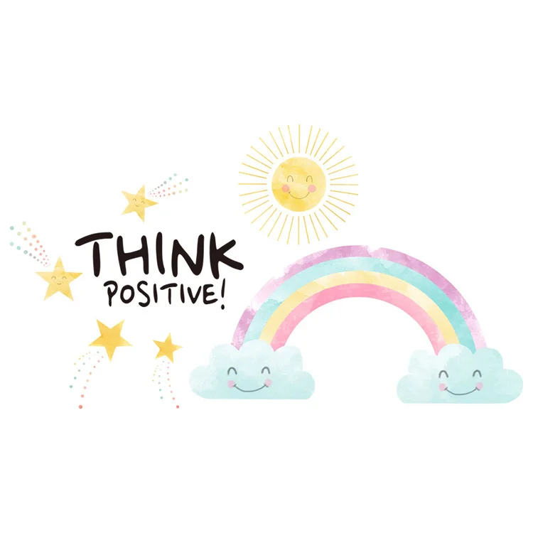 Cartoon Sonne Regenbogen Wandaufkleber Farbenfrohe Kinderzimmer-Dekoration Tapete Schlafzimmer Wohnzimmer Hintergrund-Dekoration Kinderzimmer-Aufkleber – Detail 7
