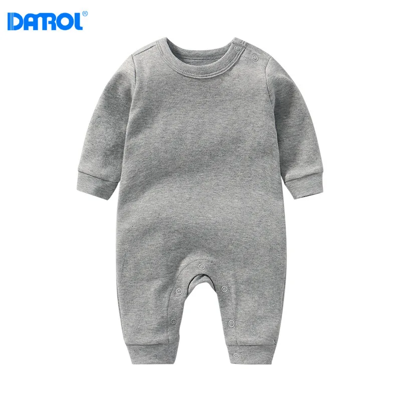 Long Sleeved Cotton Solid Baby Clothes Girls Boys 0-2 Years One-piece Long Pants Romper Baby Romper Winter