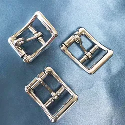 5 pezzi fibbia a rullo in argento massiccio singolo perno centrale centrale fibbia a barra per borsa artigianale in pelle cintura Halter Harness