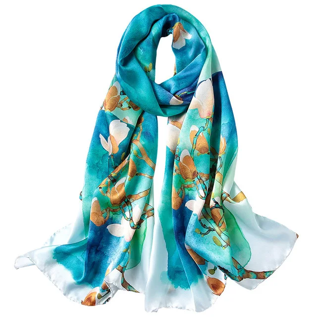 DANKEYISI Lady Silk Scarf Women Nature Silk Neck Scarf Female Fourlard Long Scarves Hijab Bandanas Bufandas Mujer Beach Cover-up