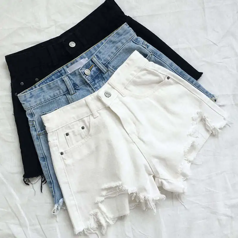 

Ripped Denim Shorts Women New Loose High Waist Short Trousers Women White Black Streetwear Sexy Casual Jeans Summer Shorts C7260