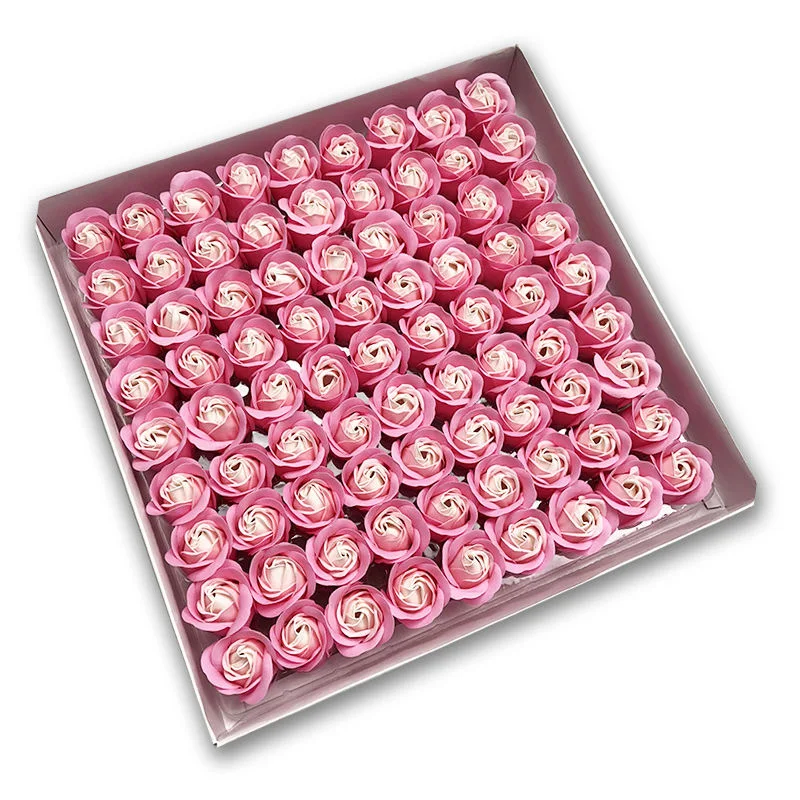 81pcs Three-Layer No Flower Base Rose Soap Flower Head Decoration Flower Box Wedding Bouquet Valentine'S Day Artificial Flower
