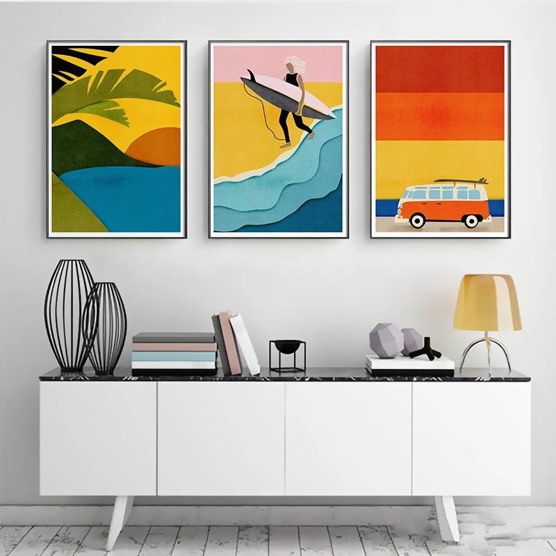 Affiches et imprimés d'art mural de vibrations d'été, images décoratives pour le Surf, cadeau pour amoureux du surfeur, décor de Bar et de Club à domicile