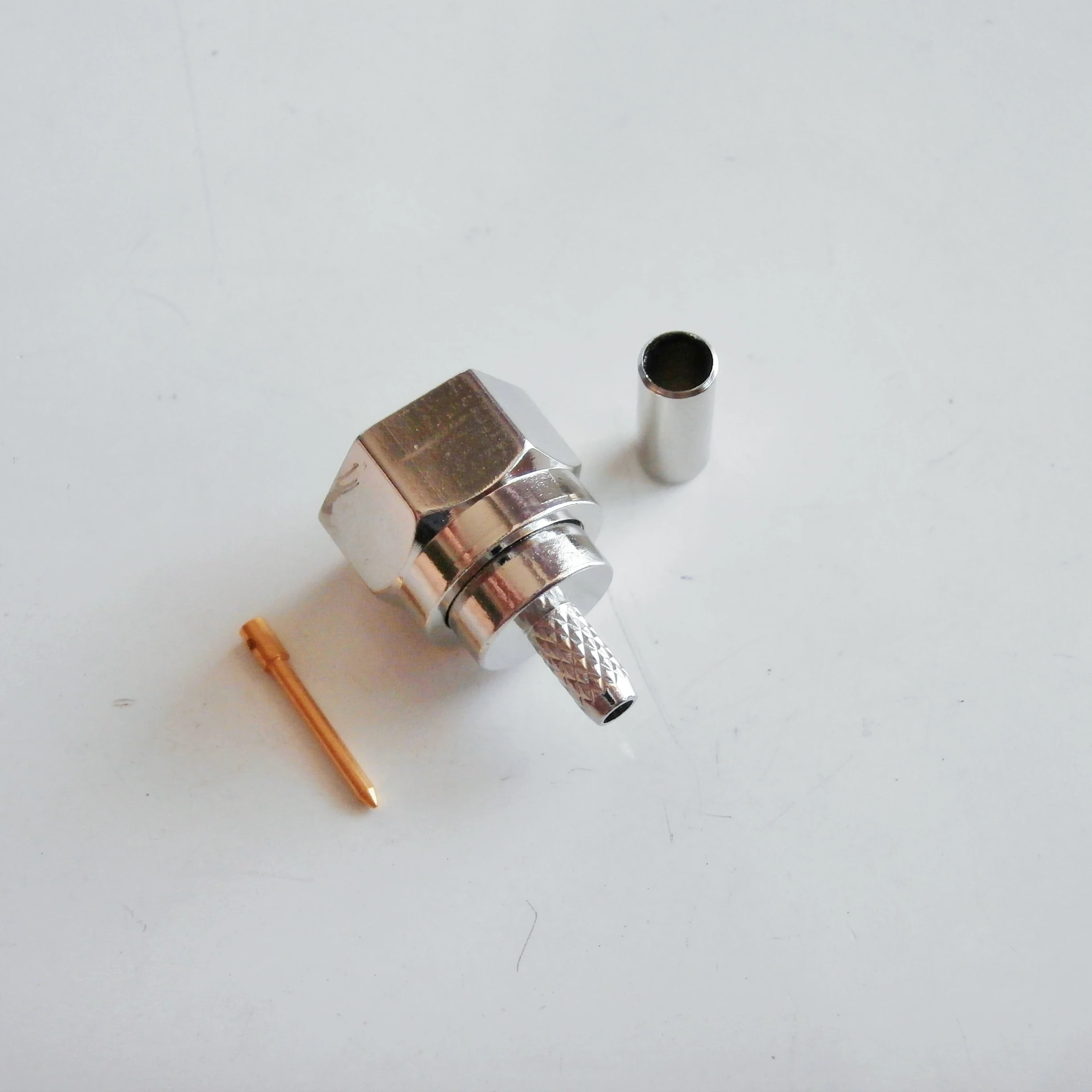 1Pcs F Tv Stekker Rechte Crimp RG174 LMR100 RG316 Rf Coaxiale Connector Messing
