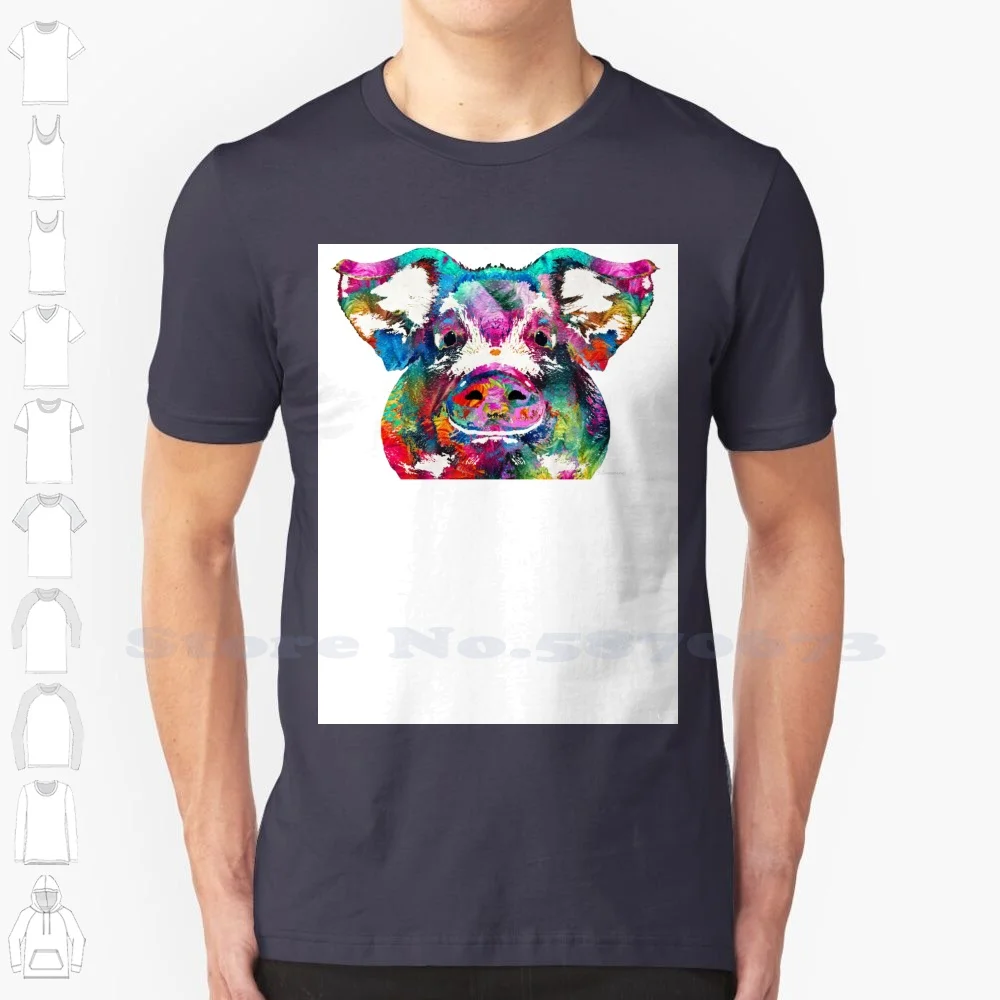 Colorful Pig Art-Squeal Appeal-By Sharon Cummings 100% Cotton T-Shirt Pink Pig Art Colorful Pigs Oink Squeal Piggie Pig