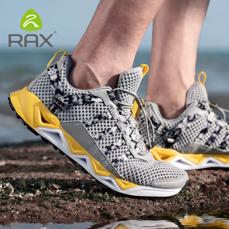 Rax Men\'s Aqua Upstreams Shoes Quick-drying Breathble Fishing Shoes Women Hole PU Insole Anti-slip Water Shoes hiking