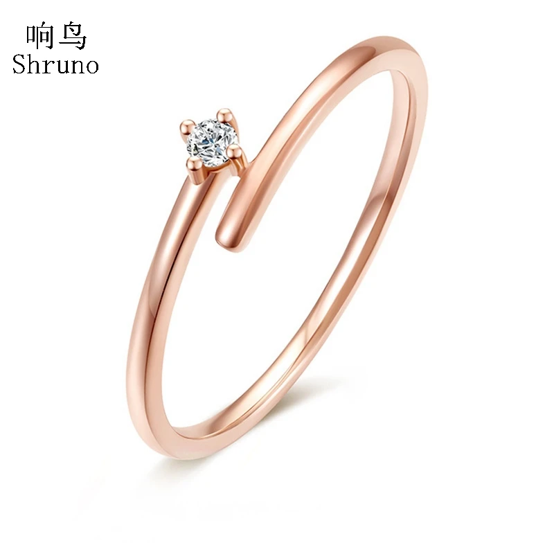 Shruno VVS/DEF Moissanite Ring Solid 14K Rose Gold AU585 Certified Round Lab Grown Diamond Moissanite Engagement Wedding Ring