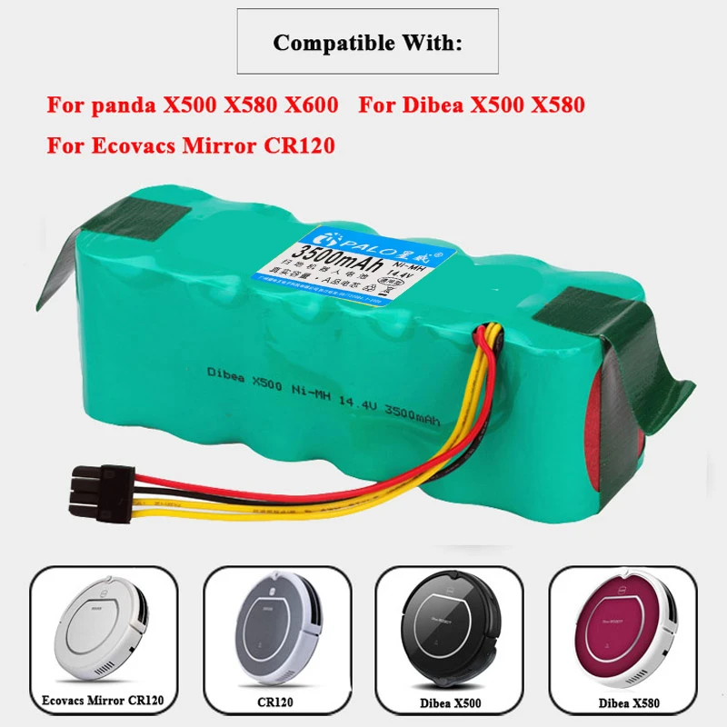 Аккумулятор PALO для робота-пылесоса Panda X500 X580/Kitfort KT504 Haier T322 T321 T320 T325 Ecovacs Mirror CR120, 14,4 В, 3500 мАч