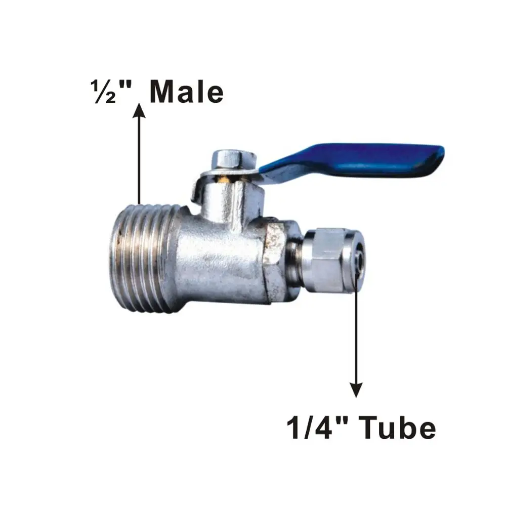 ชิ้นส่วนกรองน้ำ FEED Water อะแดปเตอร์ 1/2 "ถึง 1/4" วาล์วบอลวาล์ว
