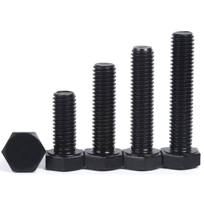 M12 x 1.5   ( 12mm ) Fine Pitch Hex Cap Bolts / Screws, 8.8 Alloy Steel Thread Metric Tap DIN 933 ISO 4017