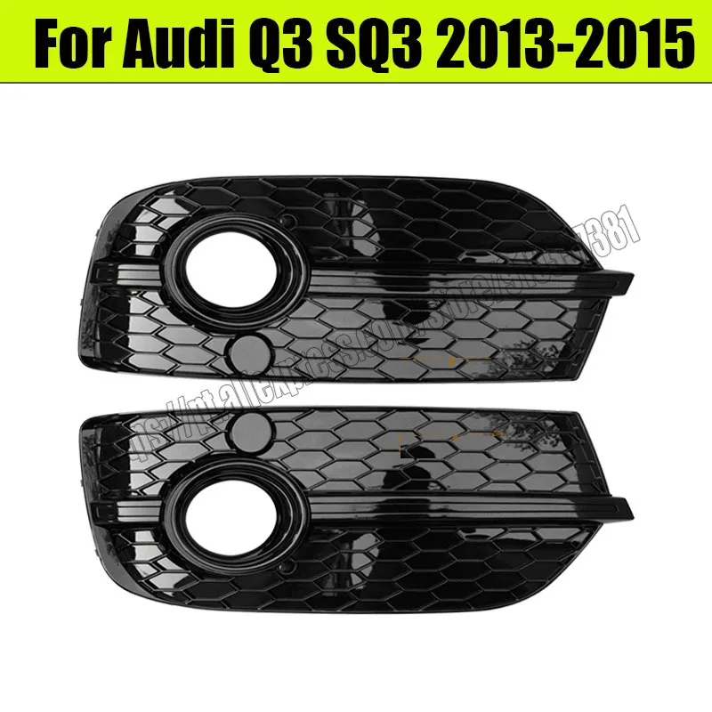 

For AUDI Q3 SQ3 2013 2014 2015 Black Silver honeycomb Front fog lamp cover trim