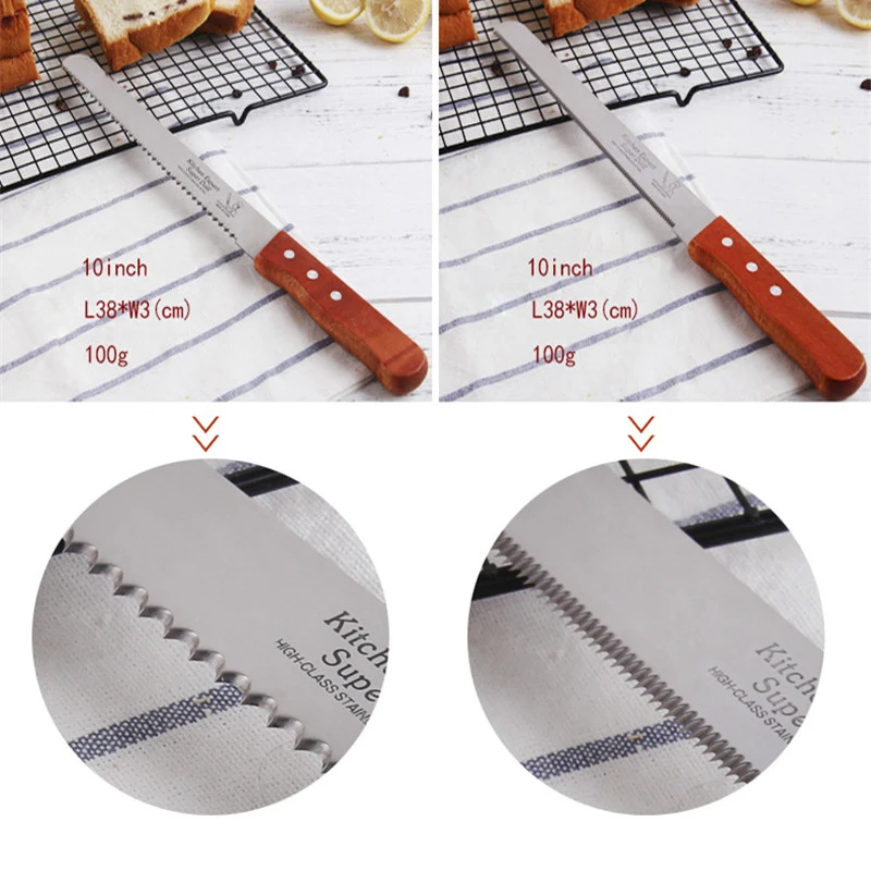 Stainless Steel Bread Knife Saw Cake Slicing Tool Baking Toast Knife Coarse Tooth Fine Tooth Cake Saw Knife Snack Dessert Slicer