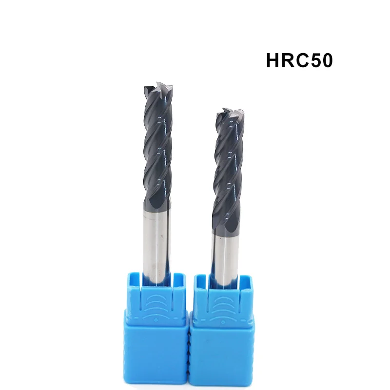 1Pcs End Mill 1Mm 2Mm 3Mm 4Mm HRC60 HRC55 4 Fluit 3F 2F Vhm tiain Gecoate Spiraal Frees Cnc Frezen Snijgereedschap