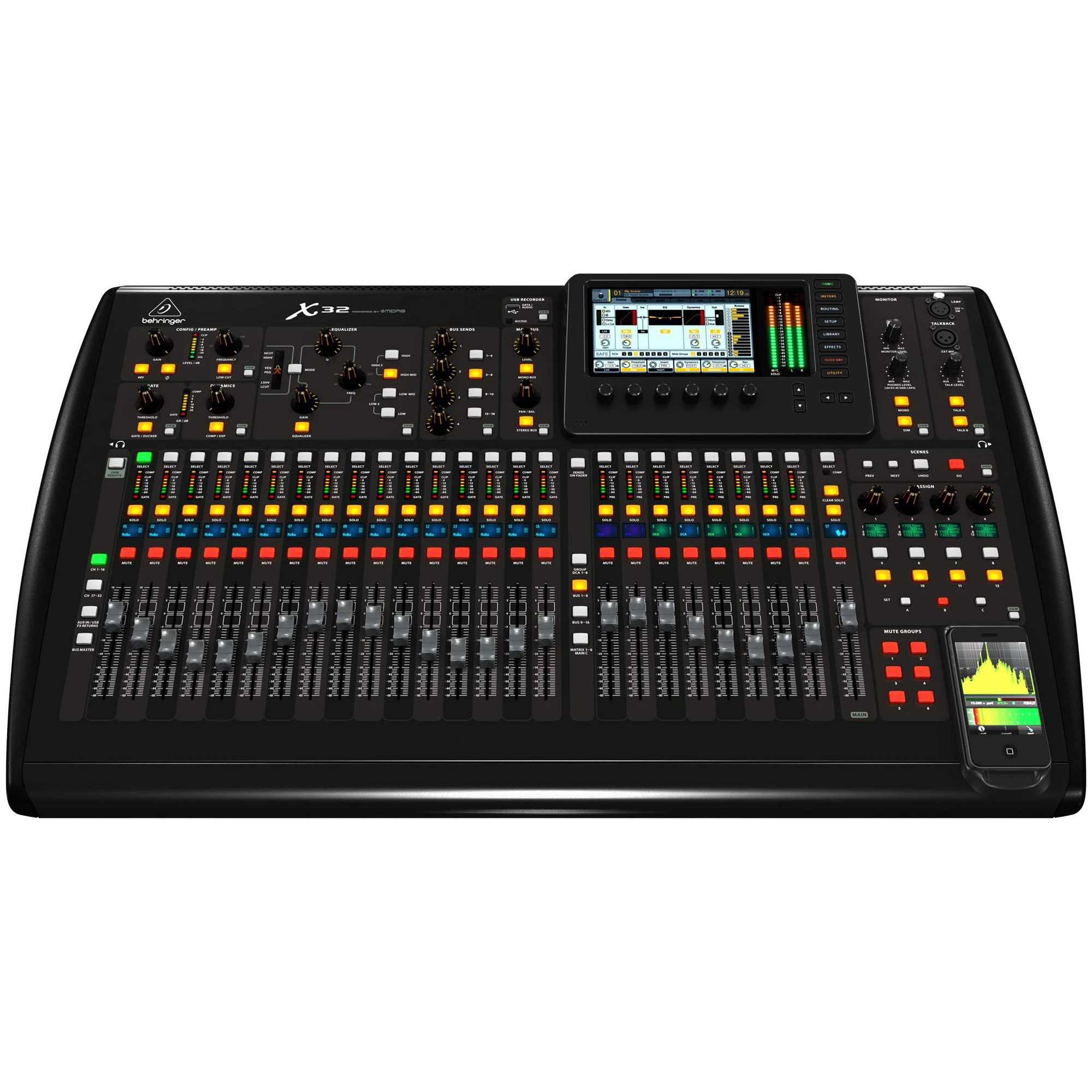 Behringer-Centre commercial numérique X32, 40 canaux, 32 préamplis de micro programmables à gain, 25 ennuyé, virtuel FX T1, TFT 7 pouces