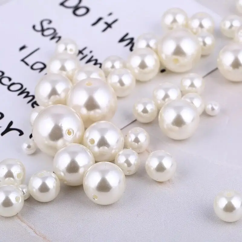 Mix Size 4/5/6/8/10/12mm Beads with Hole White Ivory Pearls Round Acrylic Imitation Pearl Diy for Jewelry Making Nail Art 10g