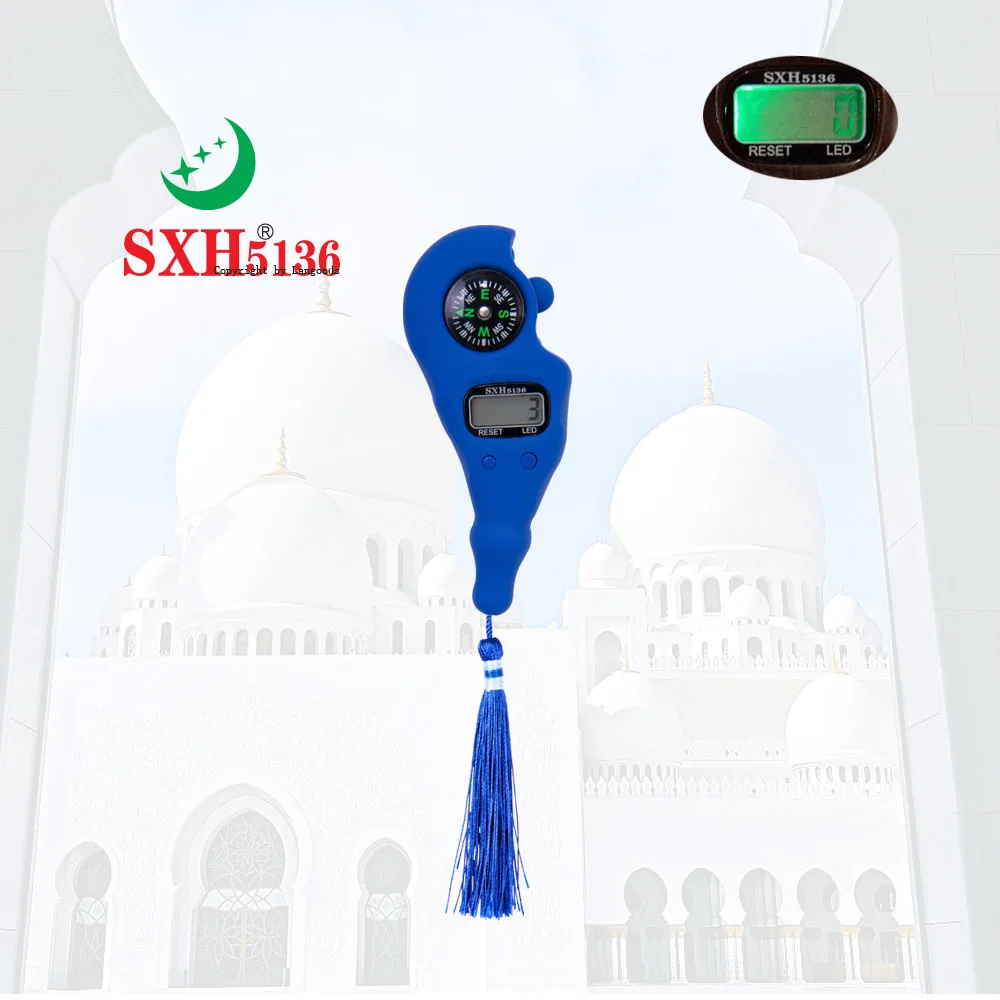 SXH5136 contatore di conteggio digitale di elettronica all\'ingrosso della fabbrica con bussola LED Tasbih rosario digitale perlina tinta unita