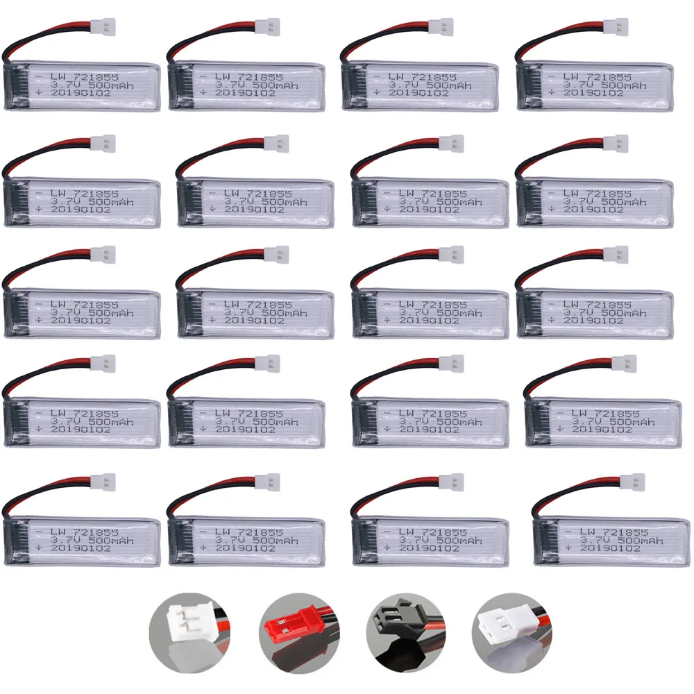 20PCS/lot 3.7V 500mah Lipo Battery for H37 V929 V959 V930 V966 V977 X20 Udi U815A U818A U819A L6052 L6036 V212 V222 H07 RC parts