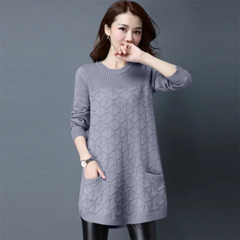 2025 New Korean Women's Autumn Long Long-sleeved Sweater Tops Female winter Loose Bottoming Shirt O-neck Pullover Sweaters Lady